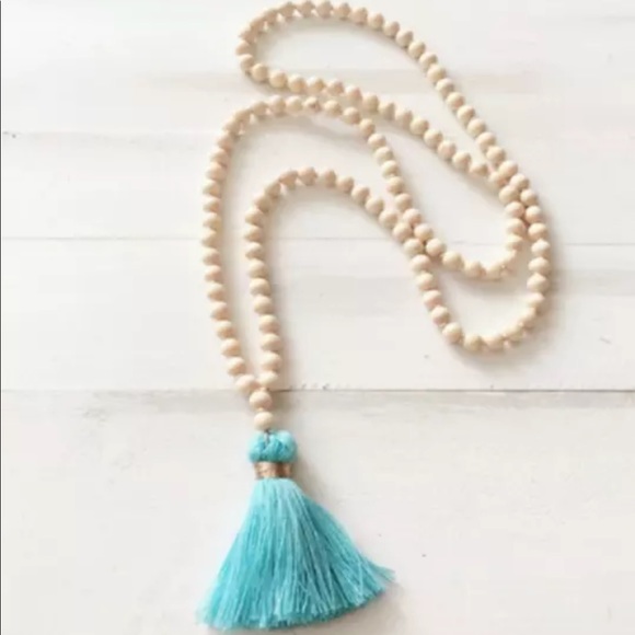 Boutique Jewelry - FINAL Price Wooden Turquoise Tassel Necklace